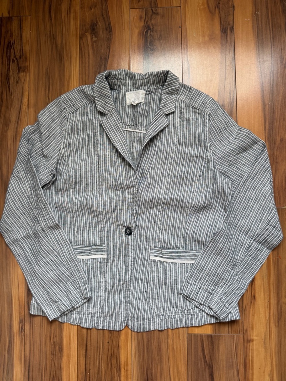 Caslon 100% LinenWomen's Blazer Jacket - Gray/White